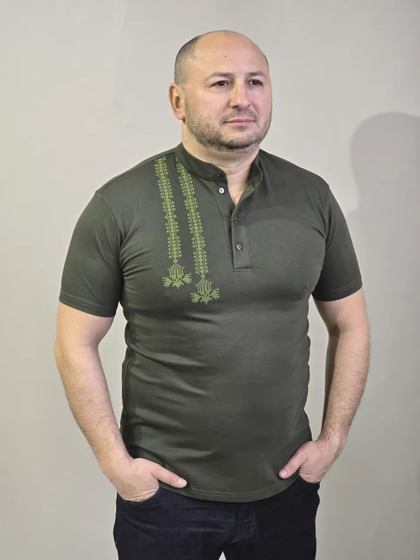 сублимационные футолки: Поло хакі з орнаментом